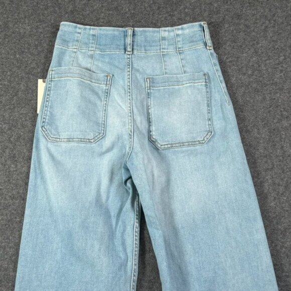 Maeve Anthropologie Colette Wide Leg Crop Jean Light Wash Patch Pocket Sz 28 NWT - Picture 5 of 13